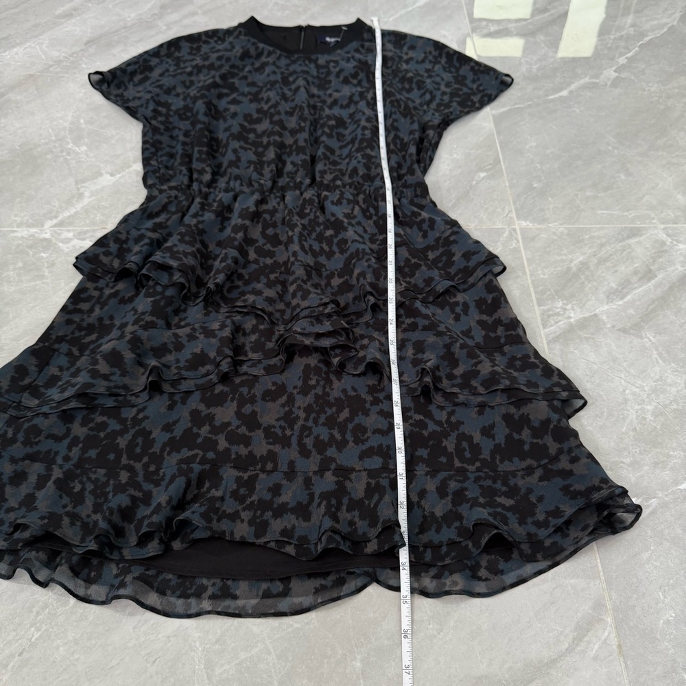 NWOT Women’s Madewell Radiant Dress Inkspot Leopard Print Tiered Dress Size 2 - Picture 15 of 16